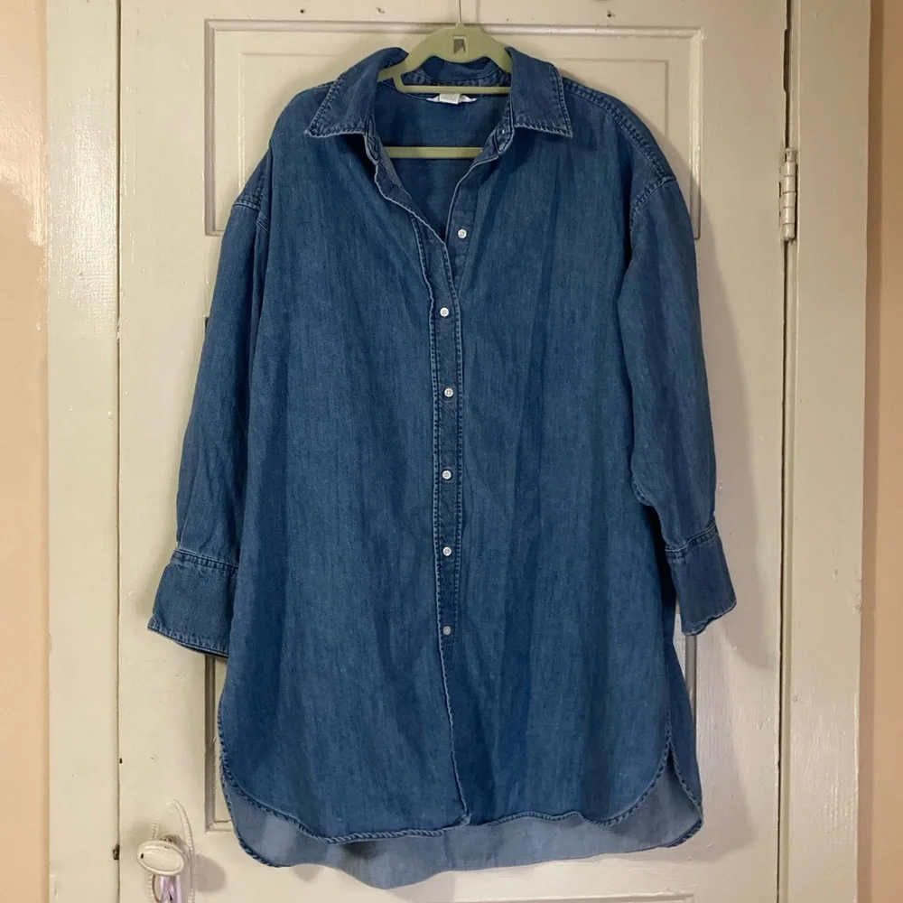 Denim Blue Shirt Dress - Picture 2 of 9
